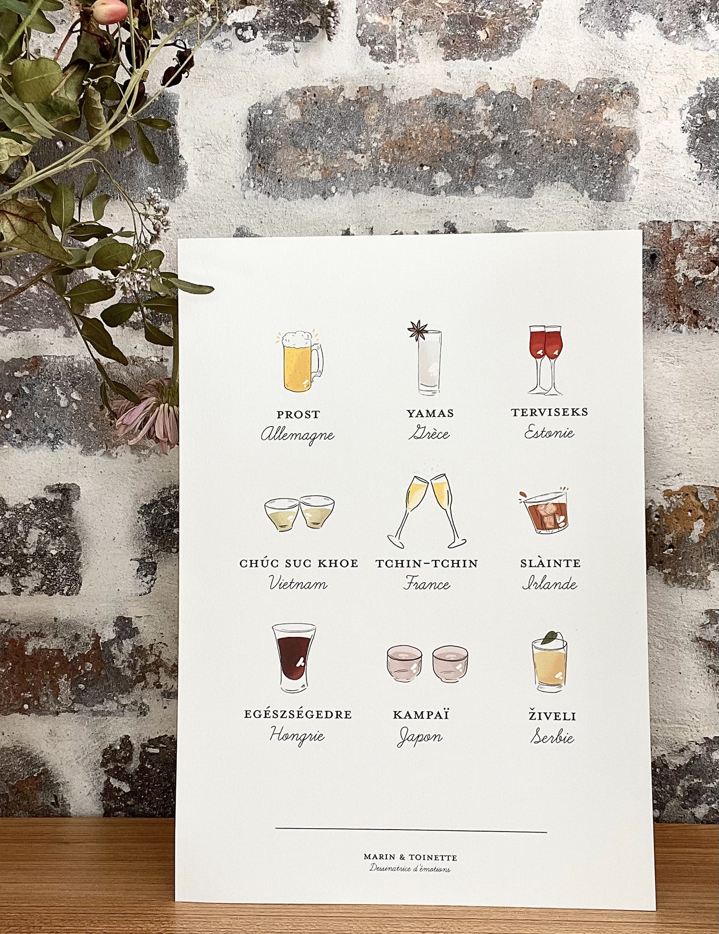 Carte de cocktails illustrée